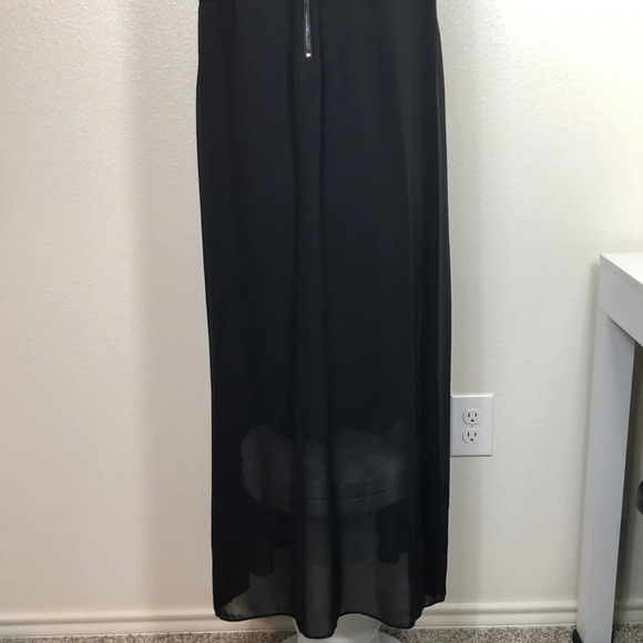 2/$30 Vince Camuto Dress 2X Black Maxi Chiffon Overlay Keyhole Front Long - Picture 8 of 16